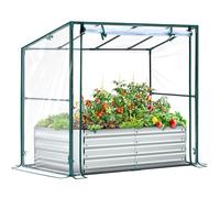 Jardinière surélevée Ohuhu avec serre, métal galvanisé et couvercle PVC, protège des gel, oiseaux, insectes, ensemble 3 en 1 pour légumes et fleurs