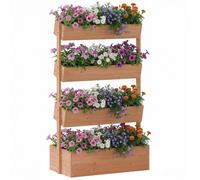 Jardinière surélevée - Outsunny - 4 étages, trous de drainage et doublure, pour herbes fleurs légumes - bois - 85x45x140cm - marron