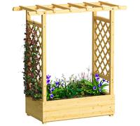 Jardinière surélevée - Outsunny - avec treillis latéral et supérieur, trous de drainage - pour plantes grimpantes - bois naturel