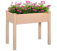 Jardinière surélevée - Outsunny - en Bois - Trous de Drainage, Tissu non tissé - pour Plantes, Fleurs, Légumes - effet bois naturel