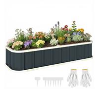 Outsunny Jardinière surélevée en Acier galvanisé, lit de Jardin avec Gants et Bords pliés, carré Potager de Jardin pour Fleurs, Herbes, légumes, 165 x 52 x 31 cm, Gris foncé