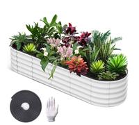 Jardinière surélevée ovale métal ondulé galvanisé 1829130cm anti-rouille, blanc crème, usage extérieur