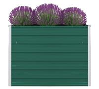 Jardinière surélevée - Pot de fleurs d'extérieur pour terrasse - 100 x 100 x 77 cm - En acier galvanisé - Vert