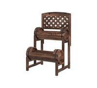 Outsunny Jardinière sur pieds surélevée Potager 2 niveaux avec treillis 42 x 49 x 80 cm Marron