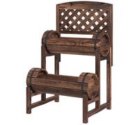 Outsunny Jardinière sur pieds surélevée Potager 2 niveaux avec treillis 42 x 49 x 80 cm Marron