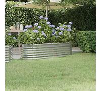 Jardinière surélevée pour balcon - En acier revêtu par pulvérisation - 152 x 40 x 36 cm - Argenté - Solution idéale pour un jardinage peu encombrant et des plantes saines