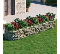 Jardinière surélevée pour gabion, fer galvanisé, 400 x 100 x 50 cm, construction robuste pour jardin et terrasse, résistant aux intempéries