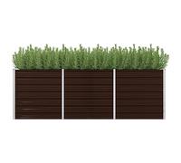 Jardinière surélevée pour jardin, bac à fleurs, plate-bande surélevée de jardin, marron, 240 x 80 x 77 cm, en acier galvanisé, solution idéale pour un jardinage peu encombrant et des plantes saines