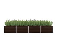 Jardinière surélevée pour jardin, bac à fleurs, plate-bande surélevée, marron, 320 x 80 x 45 cm, en acier galvanisé, solution idéale pour un jardinage peu encombrant et des plantes saines