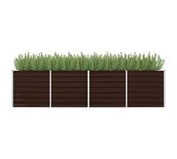 Jardinière surélevée pour jardin, bac à fleurs, plate-bande surélevée, marron, 320 x 80 x 77 cm, en acier galvanisé, solution idéale pour un jardinage peu encombrant et des plantes saines