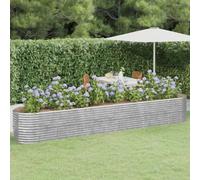Jardinière surélevée pour jardin - En acier revêtu par pulvérisation - 440 x 80 x 68 cm - Argenté - Solution idéale pour un jardinage peu encombrant et des plantes saines