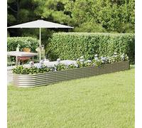 Jardinière surélevée pour jardin - En acier revêtu par pulvérisation - 512 x 80 x 36 cm - Argenté - Solution idéale pour un jardinage peu encombrant et des plantes saines