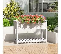 Jardinière surélevée pour jardin, jardinière surélevée pour balcon, avec étagère, blanc, 111,5 x 54 x 81 cm, en bois massif, convient pour jardin, entrée, chambre à coucher, salon, couloir, bureau
