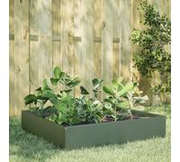 Jardinière surélevée vert olive - Pot à fleurs - Pour l'extérieur - Pour terrasse et jardin - 100 x 100 x 33,5 cm - Acier