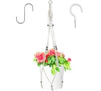 Jardinière suspendue - Corde en coton - Décoration bohème - Pour pots de fleurs et plantes - Pour l'intérieur et l'extérieur - Plafonds, balcons et terrasses - 85 cm de long