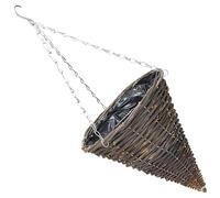 Jardinière suspendue en rotin avec chaîne - Panier conique élégant en osier pour intérieur et extérieur avec doublure incluse, parfait pour la décoration de la maison et du jardin