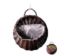 Jardinière suspendue en rotin tissé - Paniers de fleurs muraux | Pots à suspendre rustiques tissés pour et | Porte d'entrée ou pot de fleurs mural pour une utilisation en intérieur et en