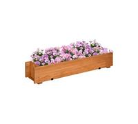 Outsunny Jardinière rectangulaire bois à suspendre avec 2 crochets 91×18×16,5 cm Marron