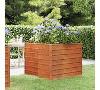 Jardinière - Table de balcon - Bac à fleurs surélevé - Pour jardin, parterre surélevée - Rouillé - 100 x 100 x 77 cm - En acier Corten - Convient pour les balcons de jardin en extérieur