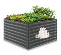 Jardinière - TECTAKE - Bac à fleurs surélevé BLOMMA en acier galvanisé, ergonomique, 600 L, 100 x 100 x 62 cm - Anthracite