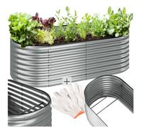 tectake® Lit de Jardin Carré Potager de Jardin surélevé, Bac à semis Jardiniere en Acier galvanisé résistant à la Rouille Serre de Jardin Jardiniere Exterieur Grande Taille 200x100x60 cm