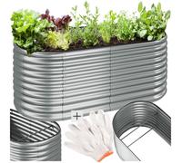 Jardinière - TECTAKE - Carré potager FLORMMA table, capacité 1257 L, en acier galvanisé, gants inclus, 200 x 100 x 80 cm - Argent