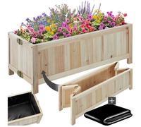 Jardinière - TECTAKE - Jardinière surélevée BLOMSTER pliable avec film d'étanchéité et capacité 30L, 70 x 30 x 25 cm - Argent