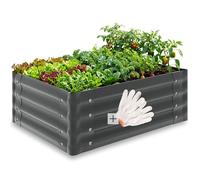 Jardinière - TECTAKE - Plate-bande surélevée SALVIA en acier galvanisé, fond ouvert, ergonomique - gris, 80 x 60 x 30 cm