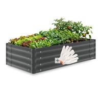 Jardinière - TECTAKE - Plate-bande surélevée SALVIA en acier galvanisé, ergonomique, 200L - gris, 120x60x30cm