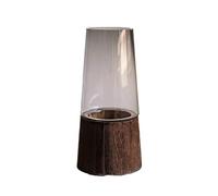 jardinière Terrarium Vase en Verre Nordique avec Base en Bois, Pot de Fleurs pour Fleurs hydroponiques, Fleurs séchées artificielles Plantes aériennes(Style B)