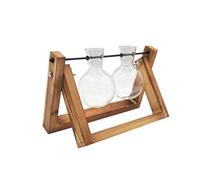 jardinière Terrarium Vase Transparent pour Plantes hydroponiques, Terrarium, Cadre en Bois, décoration de Table en Verre, bonsaï Plantes aériennes(21x16cm)