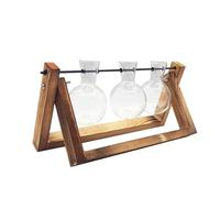 jardinière Terrarium Vase Transparent pour Plantes hydroponiques, Terrarium, Cadre en Bois, décoration de Table en Verre, bonsaï Plantes aériennes(28.5x16cm)