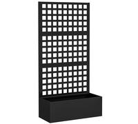 Outsunny Jardinière avec Treillis, Brise-Vue, lit surélevé de Jardin, jardinière extérieure en Acier galvanisée, pour Plantes grimpantes, bac à Fleurs pour Balcon terrasse Patio, 89x40x178cm, Noir