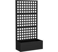 Outsunny Jardinière surélevée avec treillis – Acier galvanisé, brise-vue 89x40x178 cm Noir