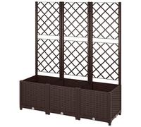 Outsunny Jardinière avec treillis H135 cm, 8 trous de drainage, réservoirs d'eau, 120x40x135cm Marron