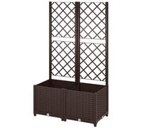 Jardinière - bac à fleurs - Outsunny - avec treillis - avec 6 trous de drainage - en plastique - 80 x 40 x 135 cm - marron