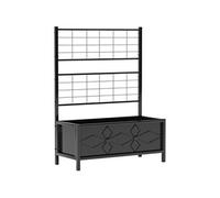 Outsunny - Jardinière treillis sur pied design fleurs 90×40×120 cm acier thermolaqué noir