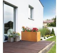 Jardinière 'Vaargel' Pot de fleurs 40 x 80 x 30 cm Pot de fleurs rectangulaire acier rouille noble