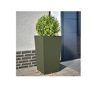 Jardinière vert olive 45x45x75 cm acier, jardinière d'extérieur, boîte à fleurs, boîte de jardin, jardinière de 851100