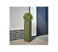 Jardinière vert olive triangulaire 30x26x75 cm acier 851149
