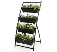 Jardinière Verticale à 4 Niveaux COSTWAY, 4 Bacs de Plantation, Trous de Drainage, Intérieur Extérieur pour Légumes Herbes Fleurs