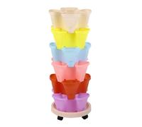 Jardinière verticale à 6 étages avec roulettes - Tour empilable pour herbes et légumes - Pour fraises, fleurs et herbes - Jardinière de jardin peu encombrante en multicolore