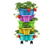 Jardinière Verticale À Fraises Empilables, Pots De Fleurs Empilables, Jardinière Tour A Fraise, Pot De Plantation Empilable À Plusieurs Niveaux Avec Roulettes, Pour Fleurs, Herbes, Légumes(5th)