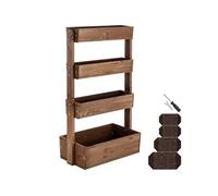 Jardinière verticale en bois laqué avec toile de paillage inclus marron