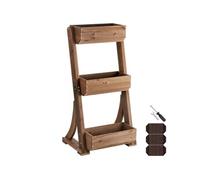 Jardinière verticale en bois laqué avec toile de paillage inclus marron