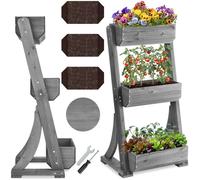 Jardinière verticale - TECTAKE - 3 étages, FLORA, jardinière verticale peu encombrante, stable, résistante aux intempéries - Gris
