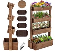 Jardinière verticale - TECTAKE - Bac potager FLORE 4 étages résistant aux intempéries en bois de sapin 85 x 45 x 140 cm com - Marron