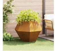 vidaXL Jardinière rouillée 100 x 100 x 80 cm – bac à fleurs rectangulaire solide, décor verdure