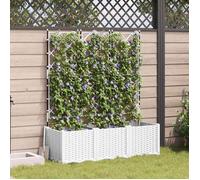 Jardinière - VIDAXL - 120 x 40 x 143 cm - Blanc - Lot de 3 - Treillis intégré