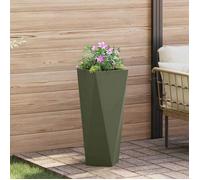 vidaXL Jardinière Vert olive 30 x 30 x 75 cm Acier robuste pour jardin et terrasse